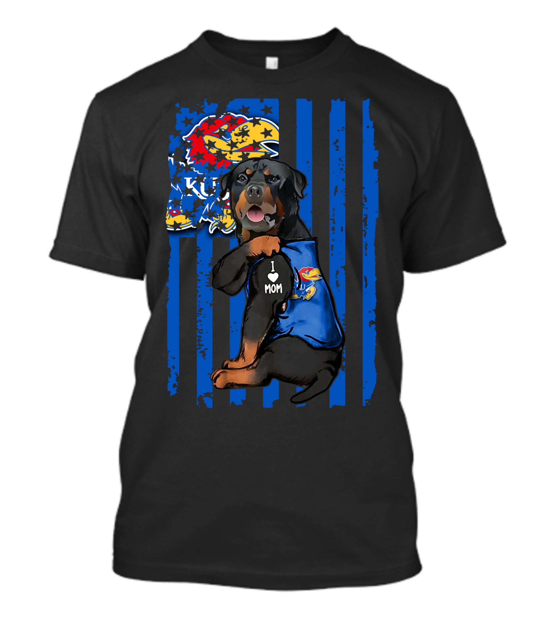 Rottweiler Kansas Jayhawks I Love Mom T-Shirt