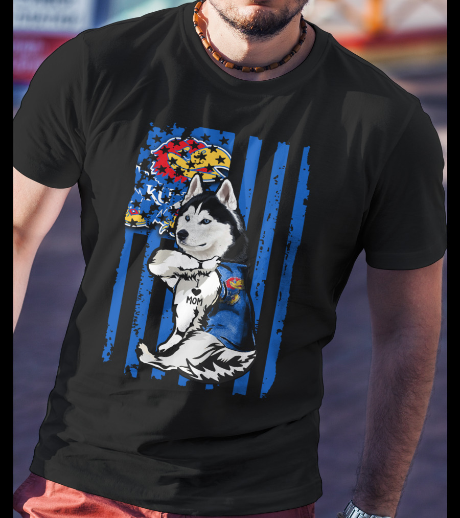 Siberian Husky KU Mom Kansas Jayhawks T-Shirt
