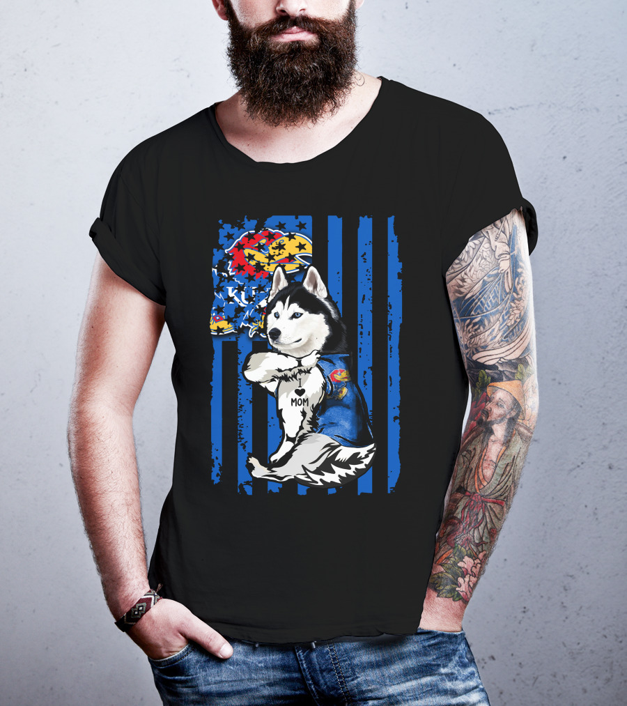 Siberian Husky KU Mom Kansas Jayhawks T-Shirt