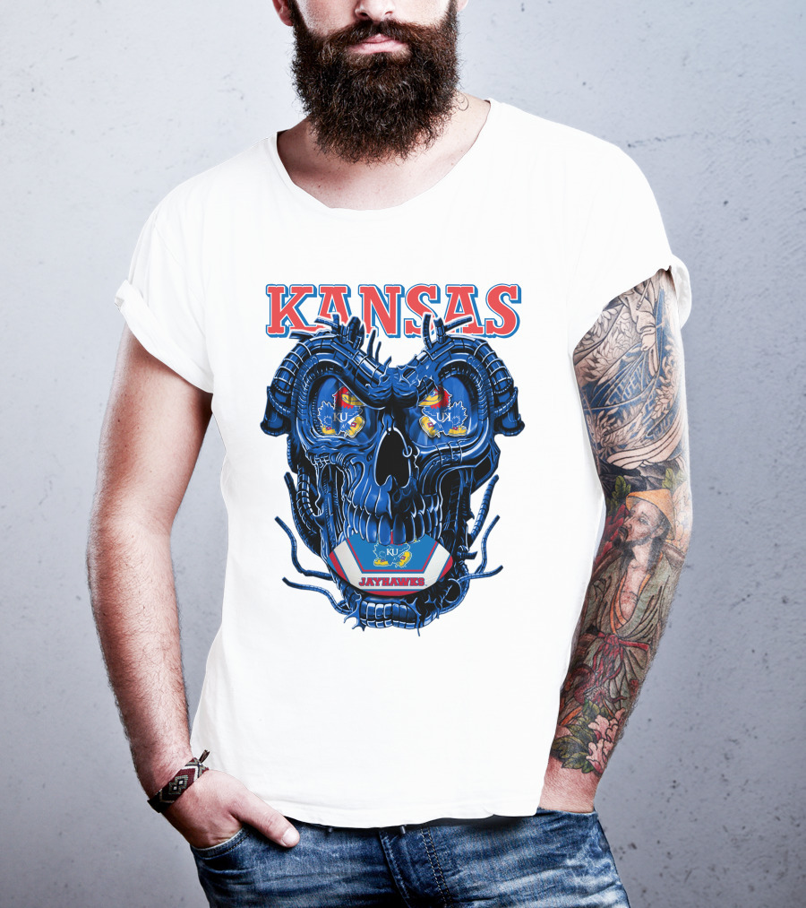 Kansas Jayhawks Dragonskull KU Football T-Shirt