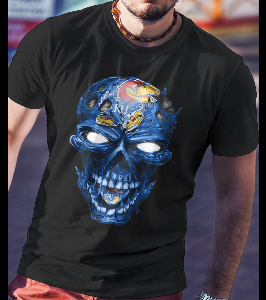Kansas Jayhawks Skull KU T-Shirt