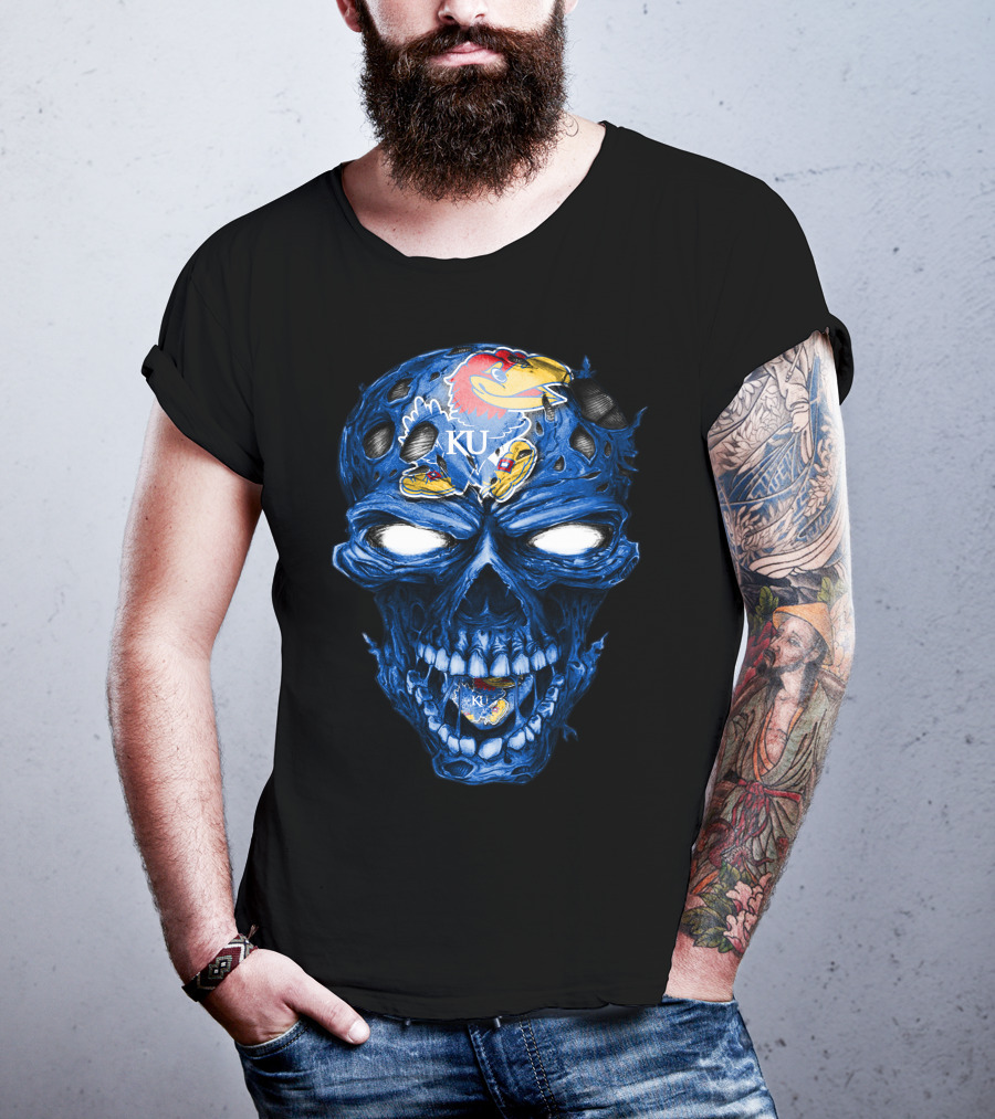Kansas Jayhawks Skull KU T-Shirt