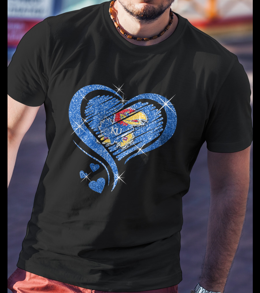 Kansas Jayhawks Sparkling Heart KU T-Shirt