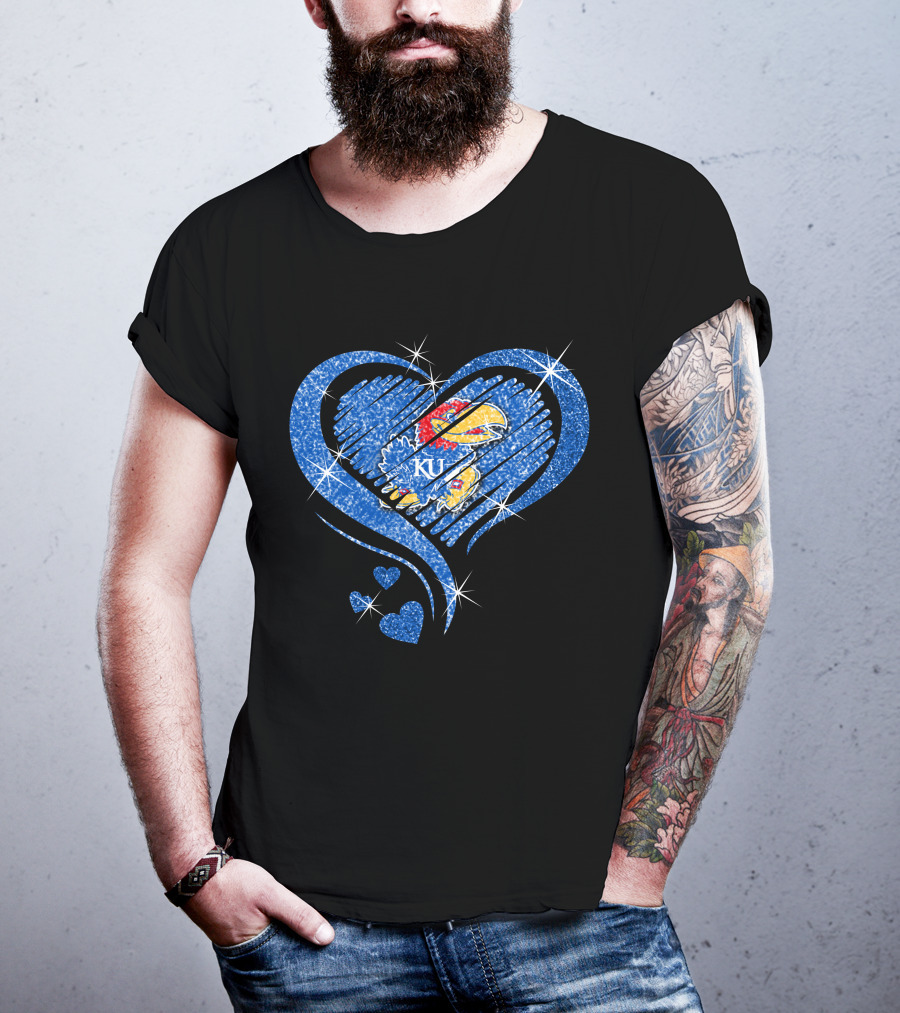 Kansas Jayhawks Sparkling Heart KU T-Shirt