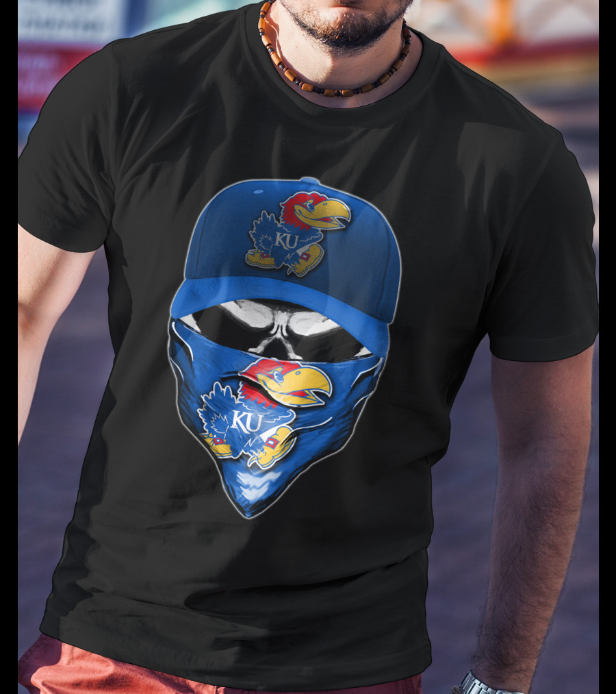 KU Skull Kansas Jayhawks Bandana Hat T-Shirt