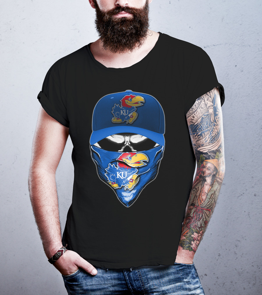 KU Skull Kansas Jayhawks Bandana Hat T-Shirt