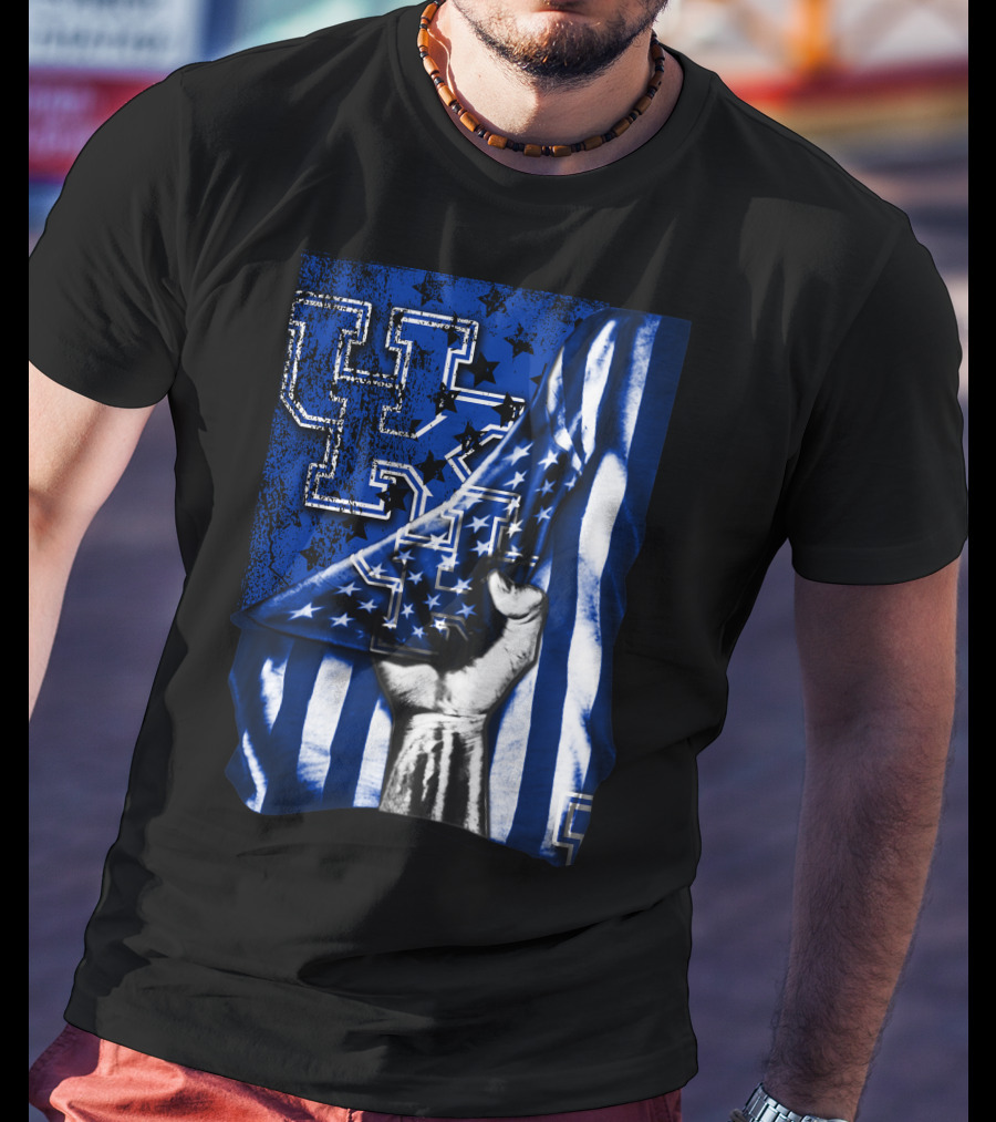 UK Logo Blue Stars And Stripes Patriotic T-Shirt