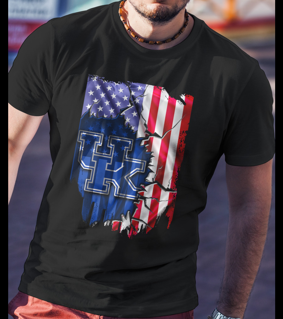 Kentucky Wildcats American Flag Torn T-Shirt