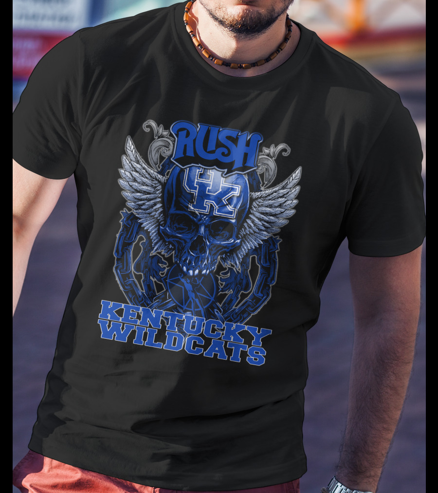 Rush Kentucky Wildcats Skull Winged T-Shirt
