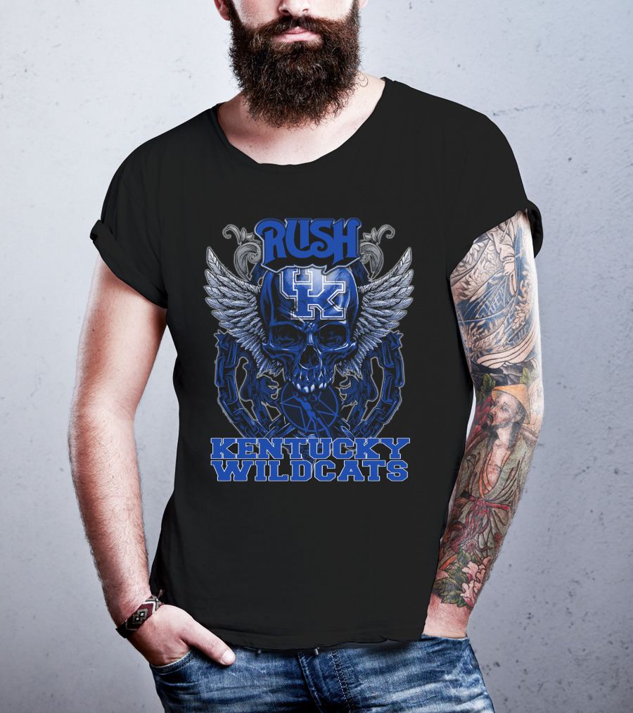 Rush Kentucky Wildcats Skull Winged T-Shirt