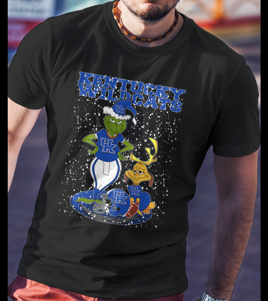 Grinchxmas Kentucky Wildcats UK Football Snowy Scene T-Shirt