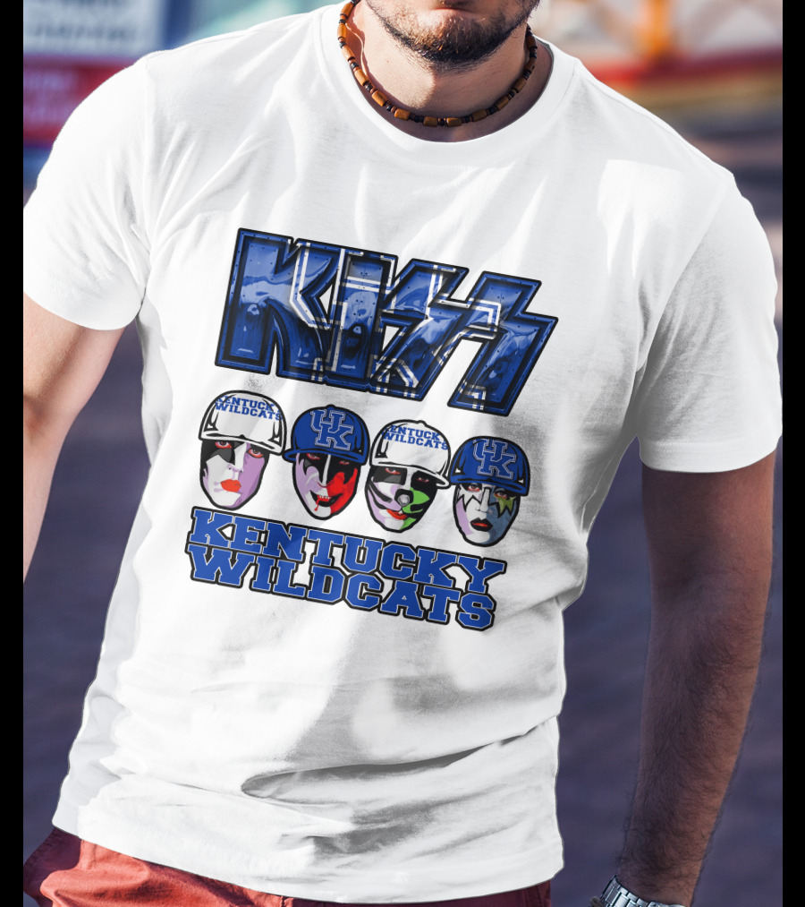 Kiss Kentucky Wildcats Blue Rock And Roll Band Fans T-Shirt