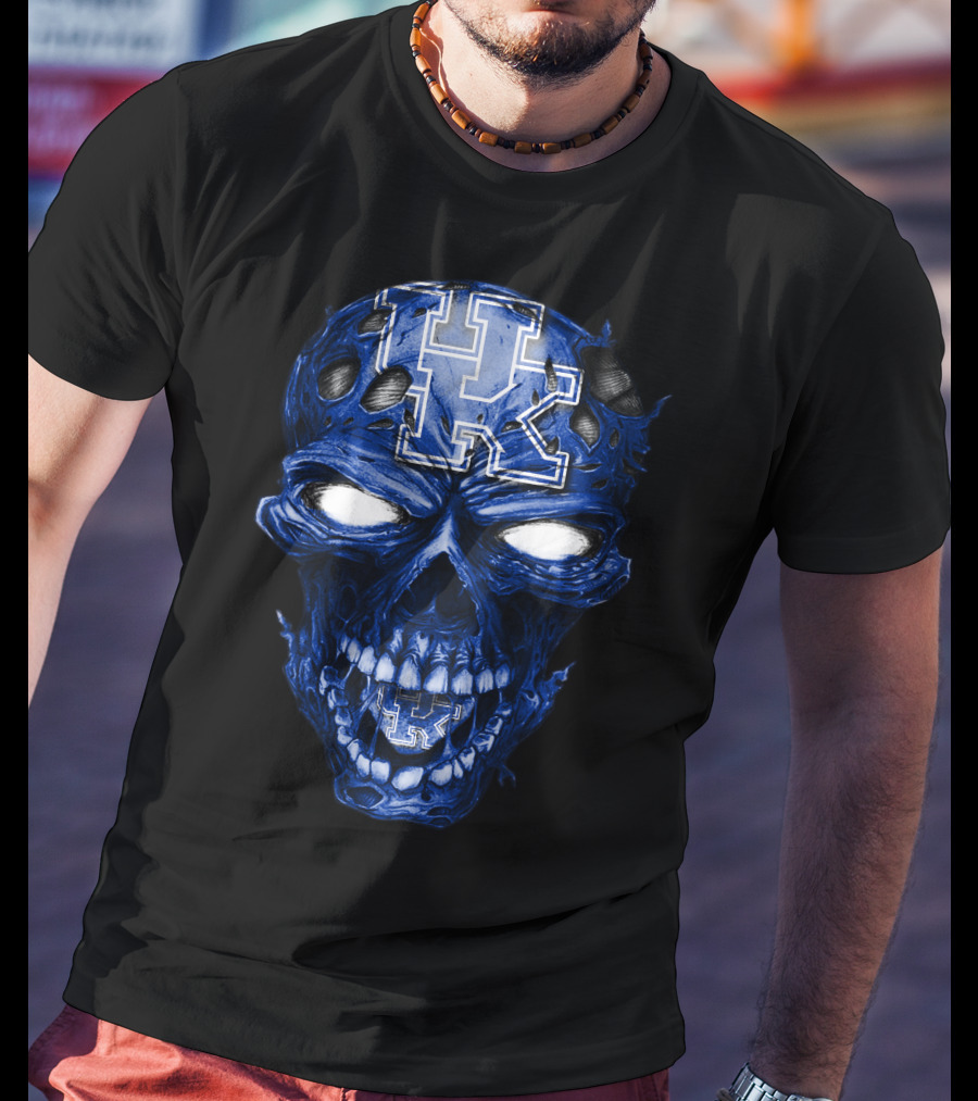 Kentucky Wildcats Skull Blue UK T-Shirt