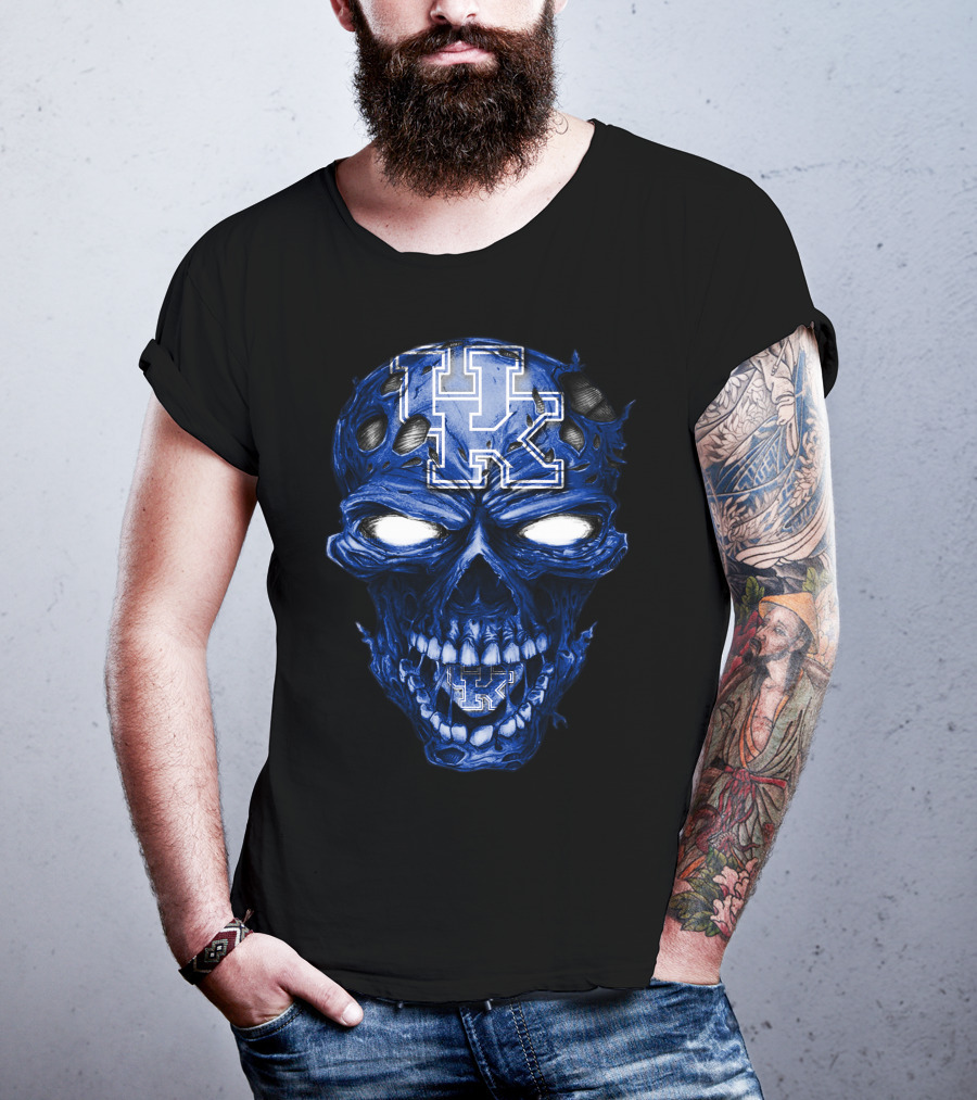 Kentucky Wildcats Skull Blue UK T-Shirt