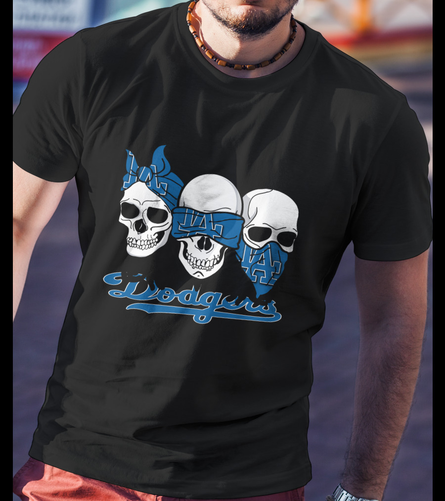 3 Skulls LA Dodgers T-Shirt