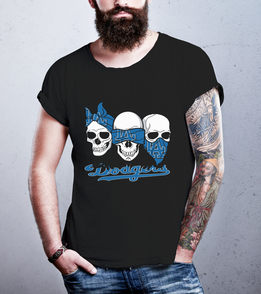 3 Skulls LA Dodgers T-Shirt