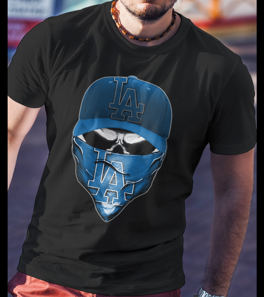 Skull LA Dodgers Hat Bandana T-Shirt