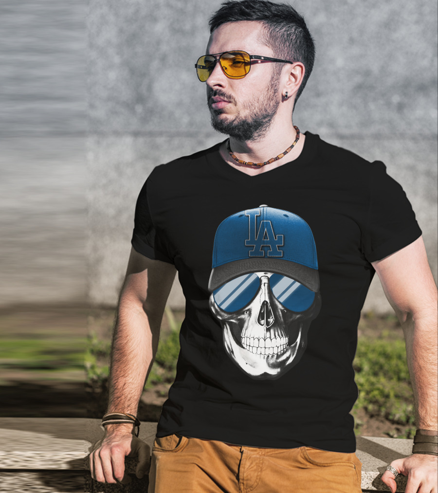 Skull Los Angeles Dodgers LA Cap Sunglasses T-Shirt