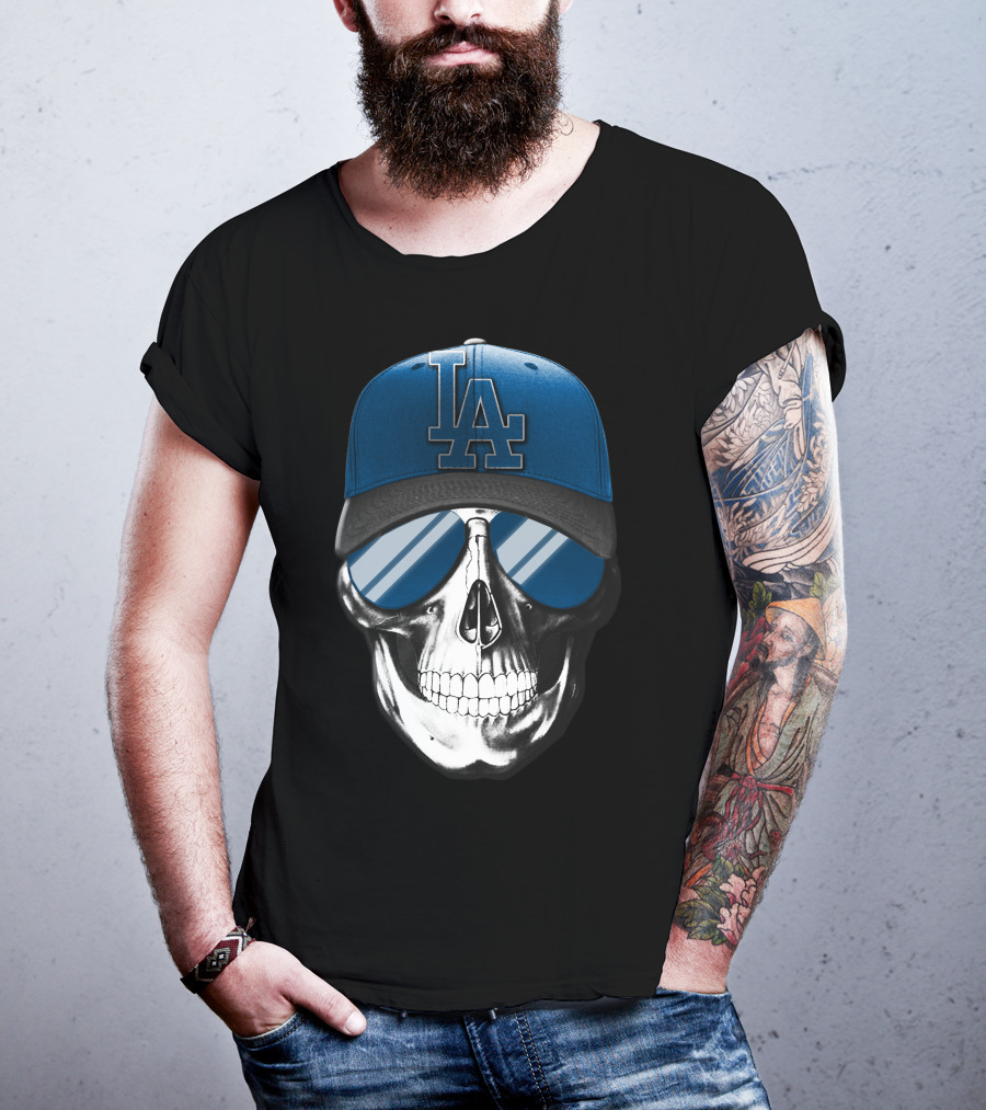 Skull Los Angeles Dodgers LA Cap Sunglasses T-Shirt