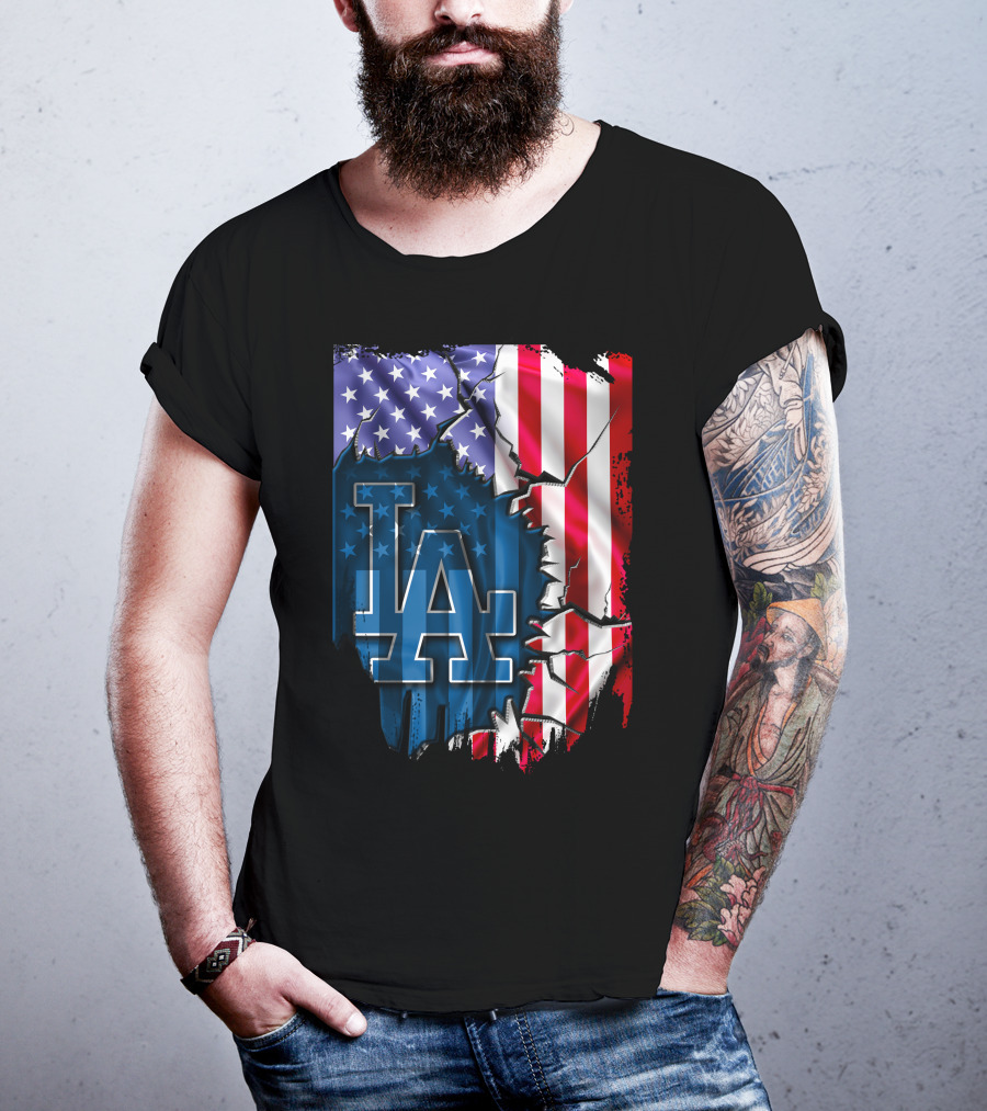 LA Dodgers American Flag Fusion T-Shirt