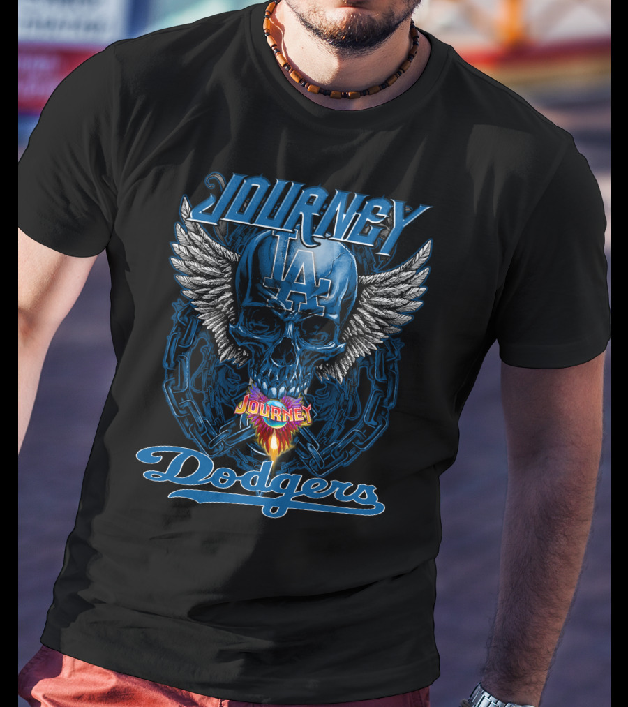 Journey Los Angeles Dodgers Skull Wings Iconic T-Shirt