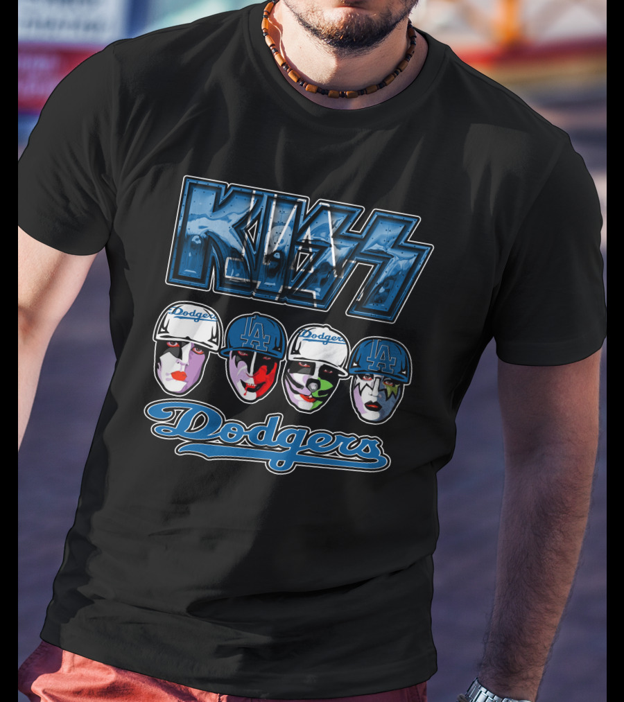 Kiss Los Angeles Dodgers Face Paint Baseball Collaboration T-Shirt