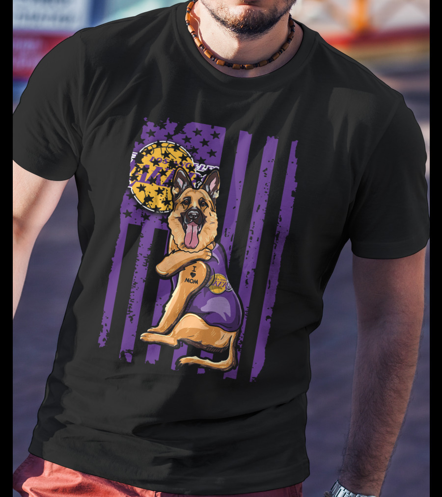 German Shepherd Los Angeles Lakers Fan Mom T-Shirt