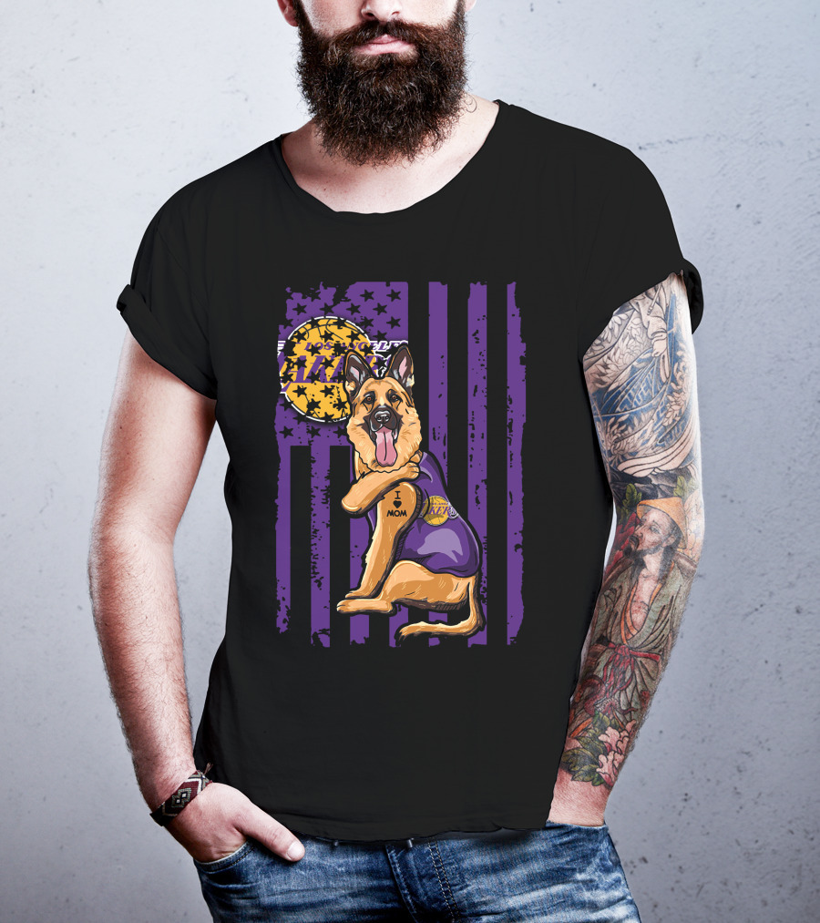 German Shepherd Los Angeles Lakers Fan Mom T-Shirt