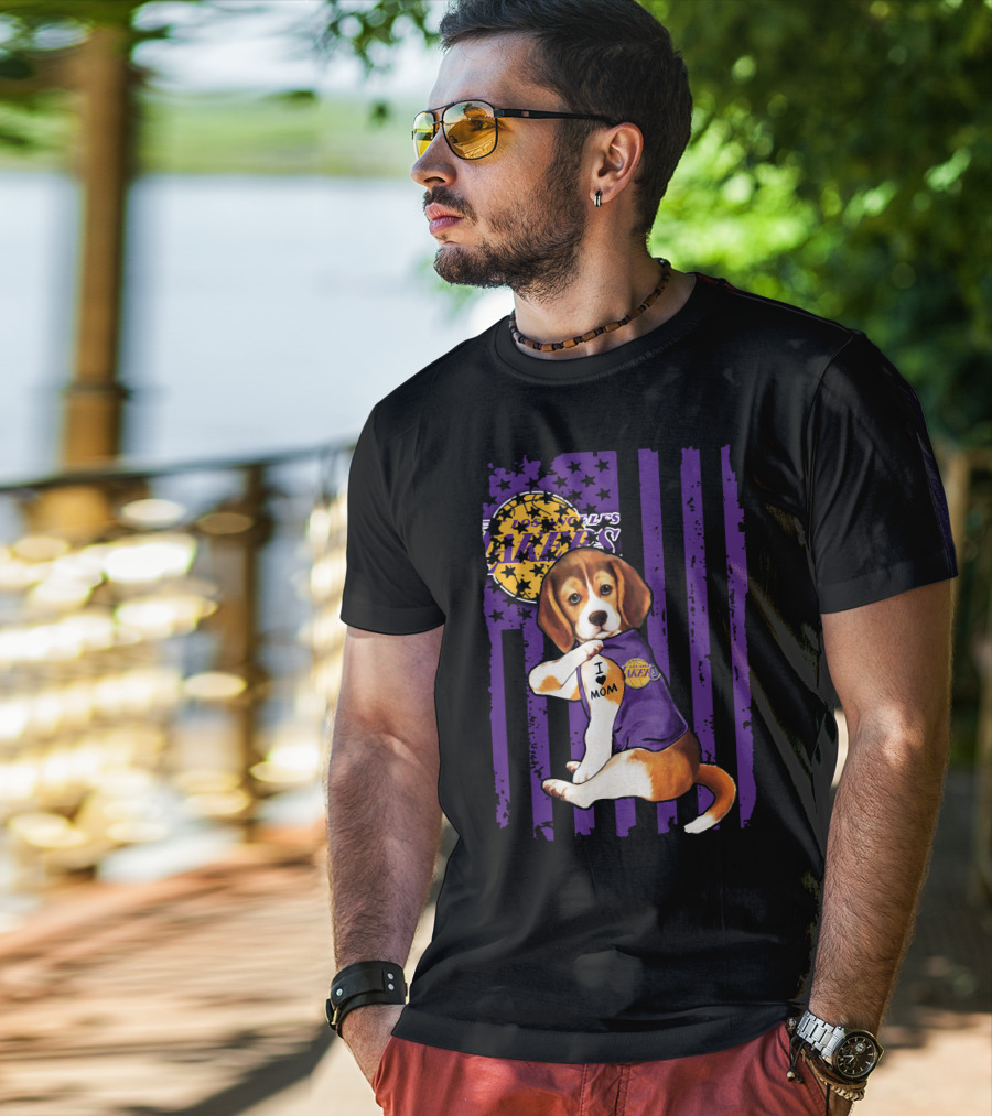 Beagle I Love Mom Los Angeles Lakers T-Shirt