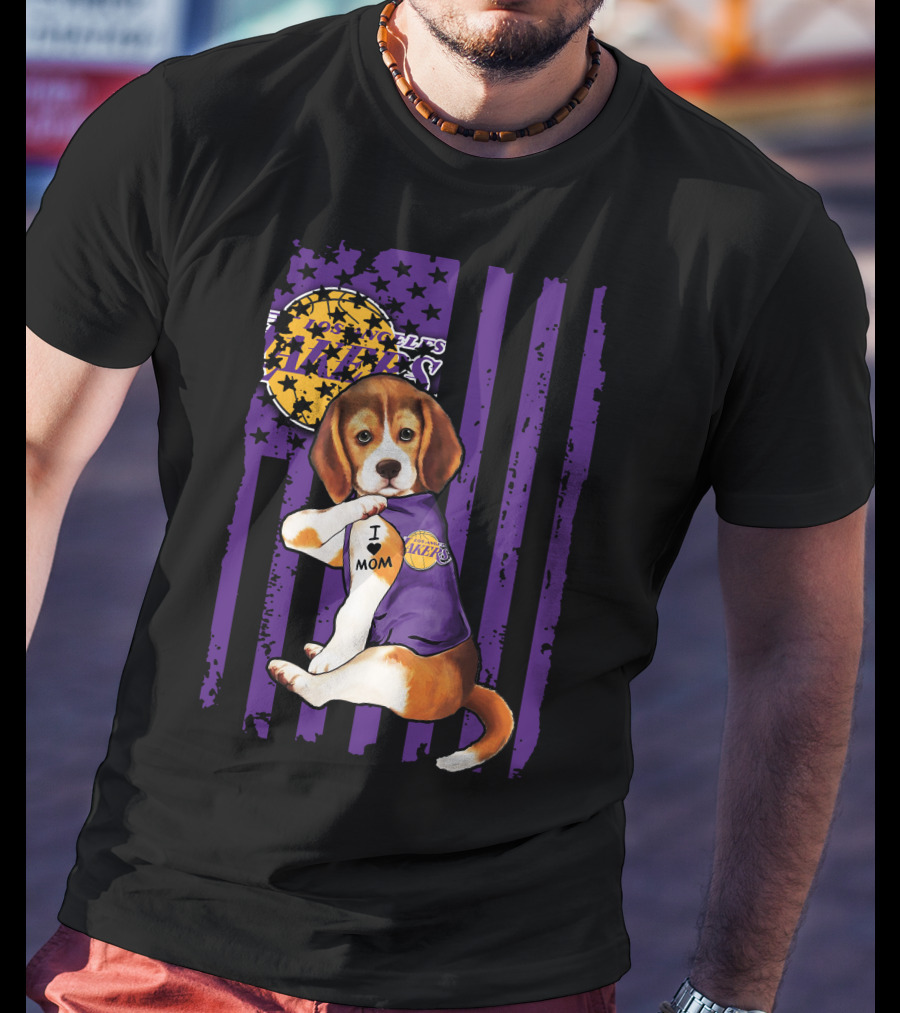 Beagle I Love Mom Los Angeles Lakers T-Shirt