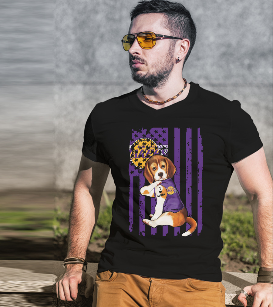 Beagle I Love Mom Los Angeles Lakers T-Shirt
