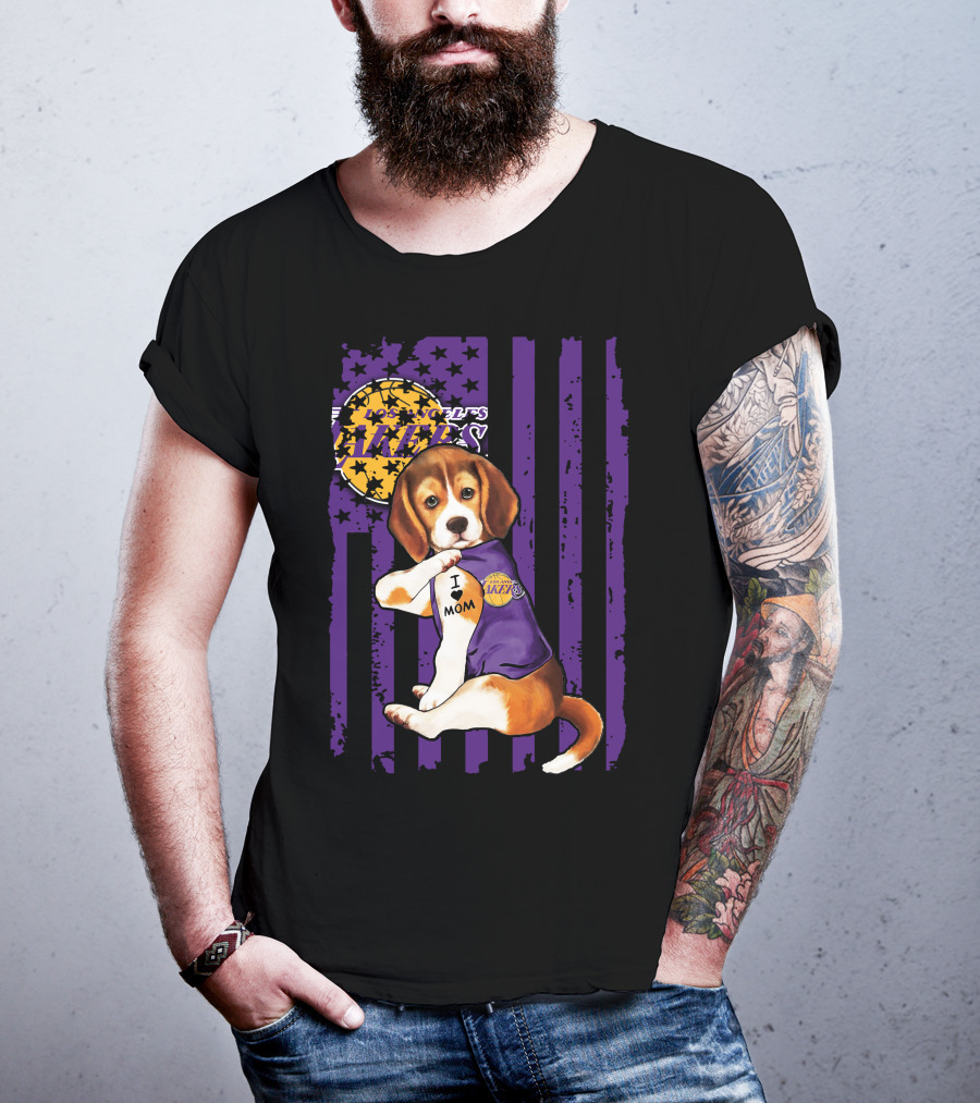 Beagle I Love Mom Los Angeles Lakers T-Shirt
