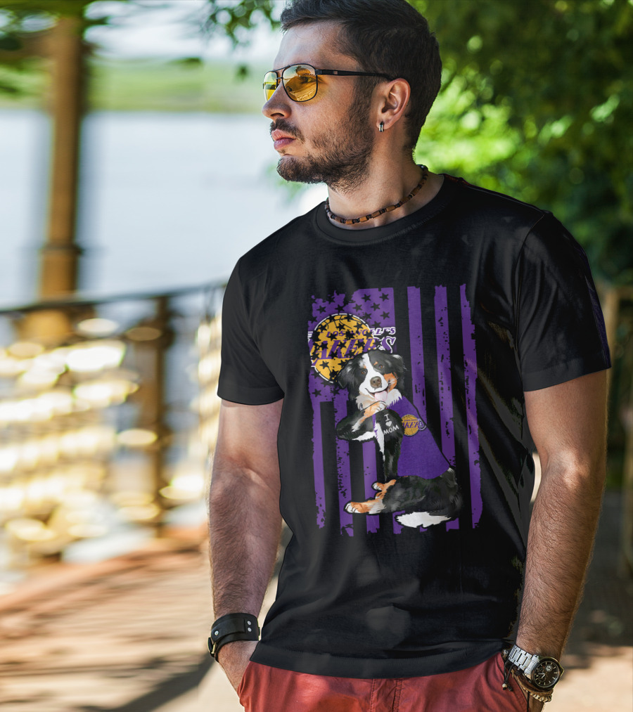 Border Collie I Love Mom Los Angeles Lakers T-Shirt