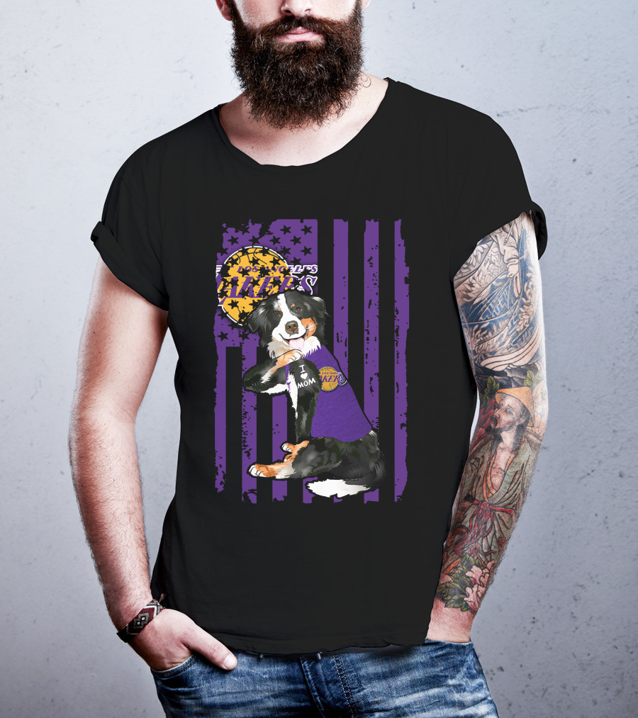 Border Collie I Love Mom Los Angeles Lakers T-Shirt