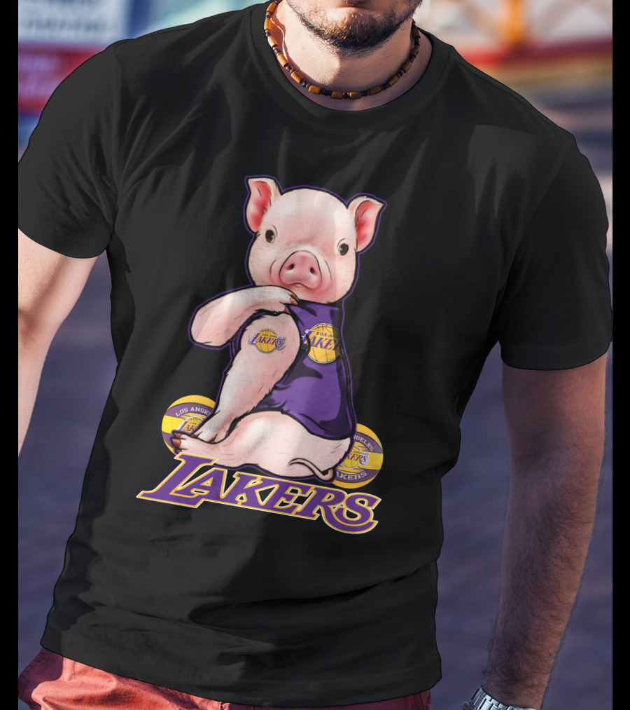 Los Angeles Lakers Pig In Team Jersey T-Shirt