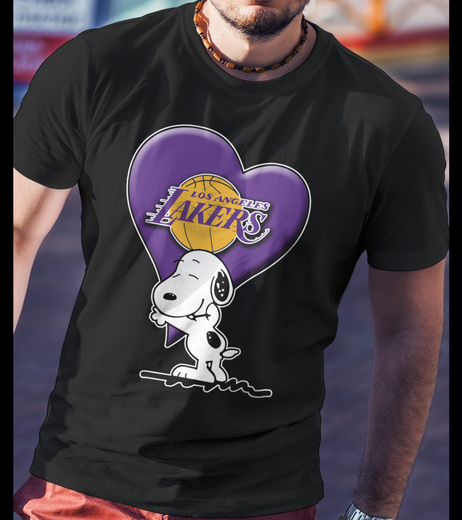 Snoopy Heart Los Angeles Lakers Basketball T-Shirt