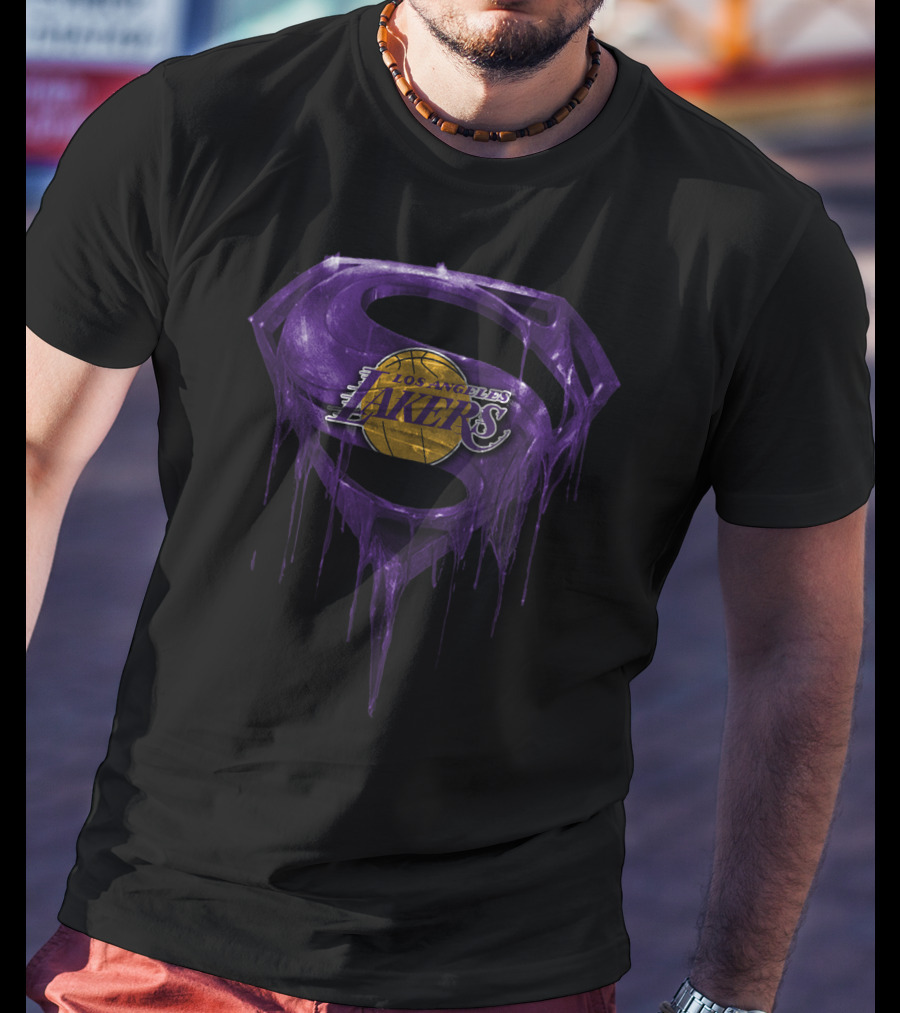 Los Angeles Lakers Super Purple Drip Basketball T-Shirt