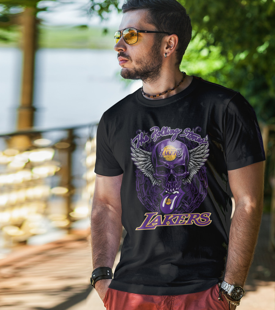 The Rolling Stones Los Angeles Lakers Skull Logo Collaboration T-Shirt