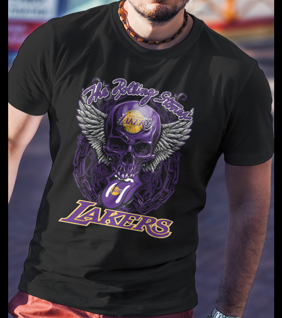 The Rolling Stones Los Angeles Lakers Skull Logo Collaboration T-Shirt