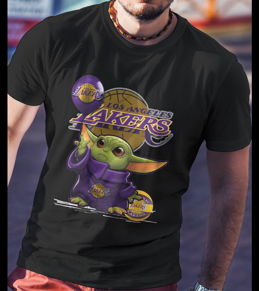Yoda Los Angeles Lakers Basketball Logo Baby Alien T-Shirt