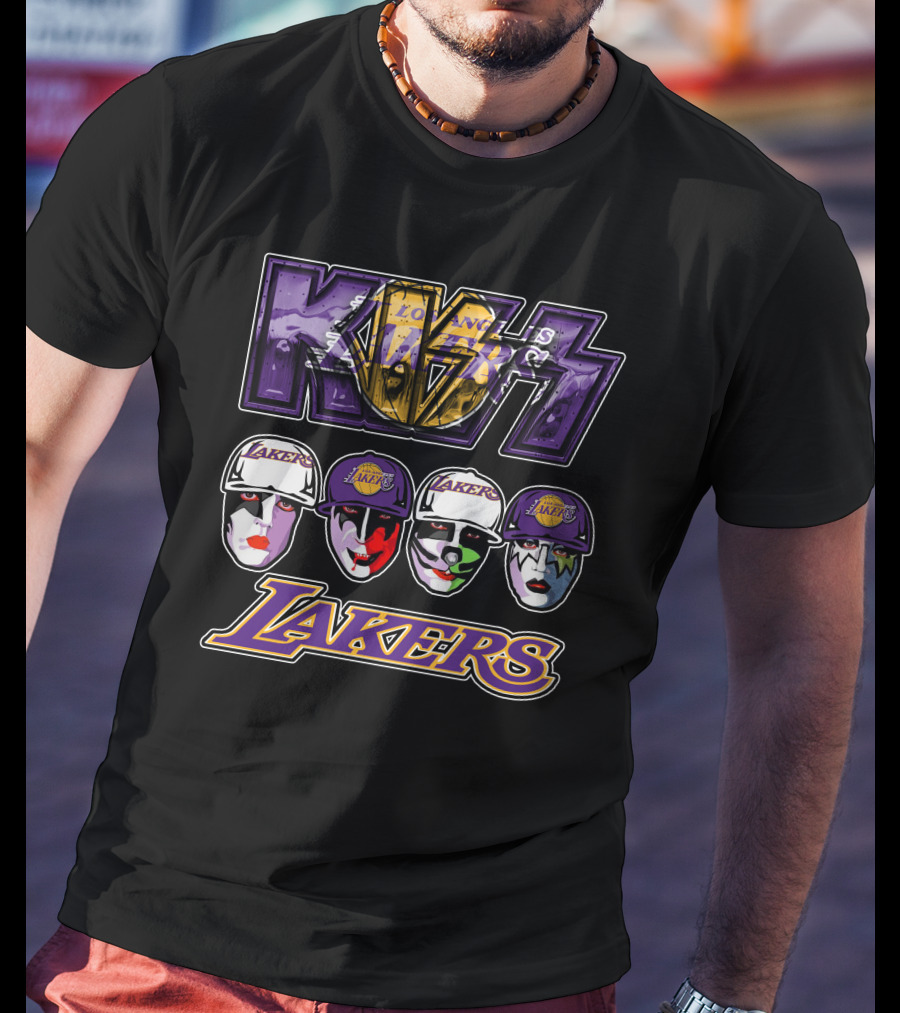 KISS Los Angeles Lakers Faces With Team T-Shirt