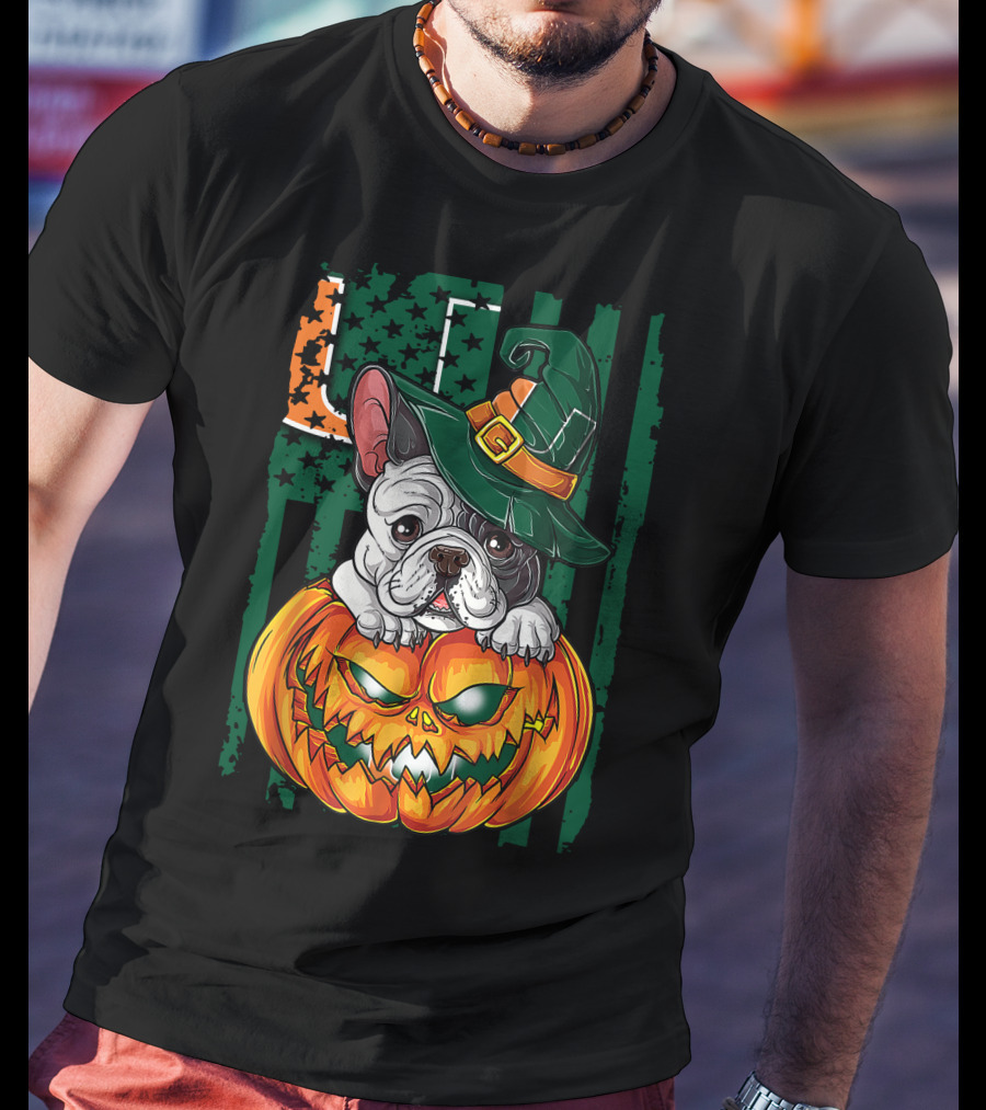Hlw Bulldog Halloween Miami Hurricanes Pumpkin Hat T-Shirt
