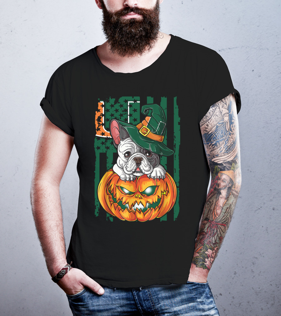 Hlw Bulldog Halloween Miami Hurricanes Pumpkin Hat T-Shirt