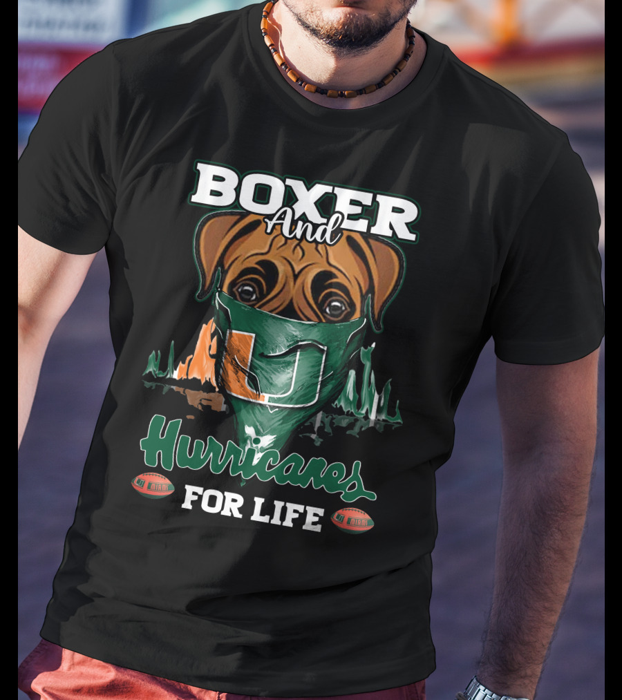 Boxer And Hurricanes For Life Miami T-Shirt