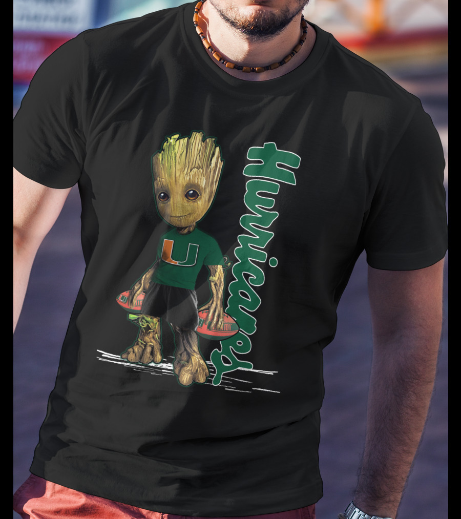 Groot Holding Football Miami Hurricanes U T-Shirt