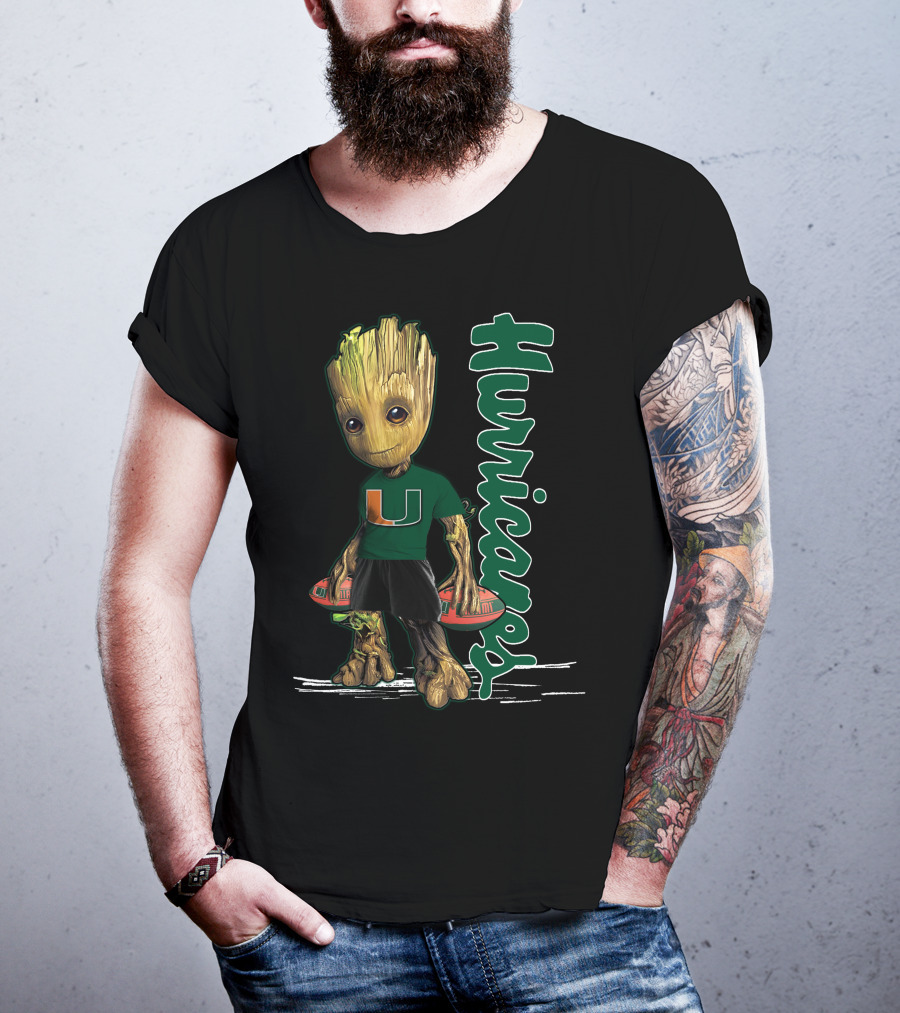 Groot Holding Football Miami Hurricanes U T-Shirt
