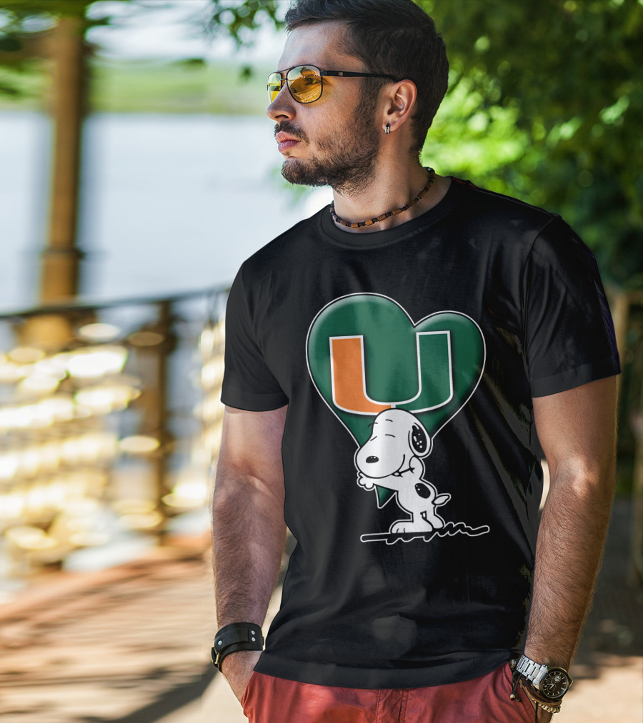 Snoop V1 Miami Hurricanes U Logo Heart Hug T-Shirt