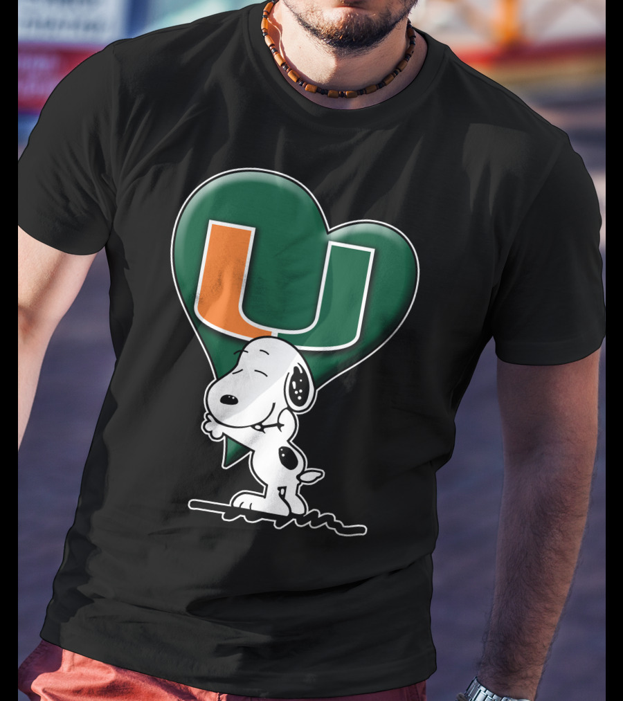 Snoop V1 Miami Hurricanes U Logo Heart Hug T-Shirt