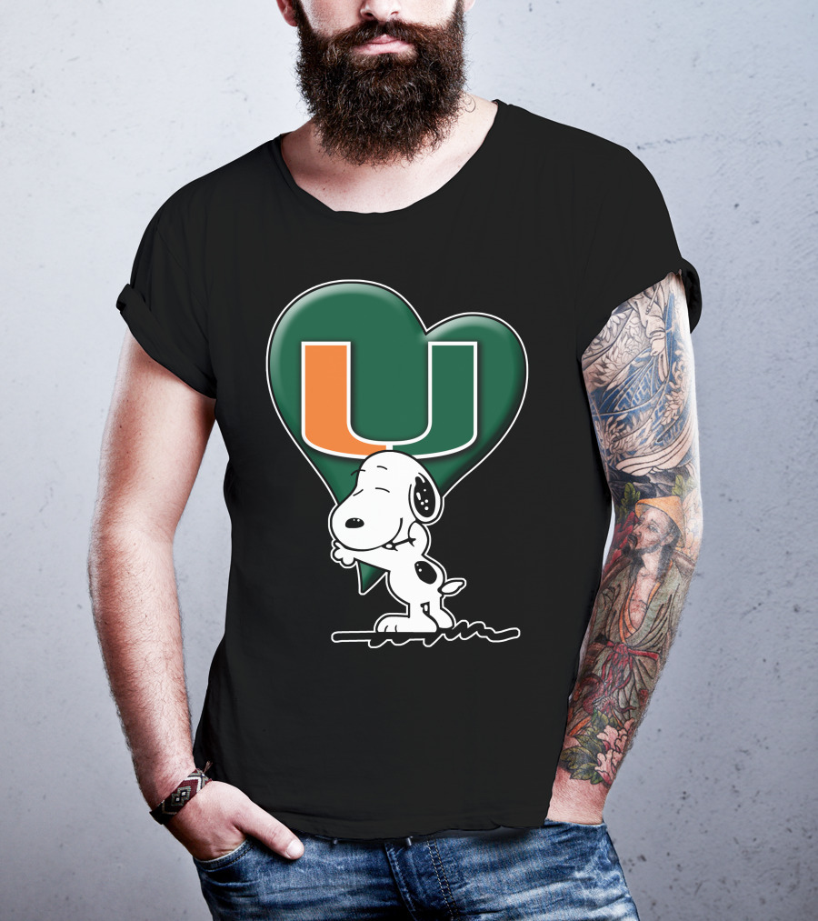 Snoop V1 Miami Hurricanes U Logo Heart Hug T-Shirt