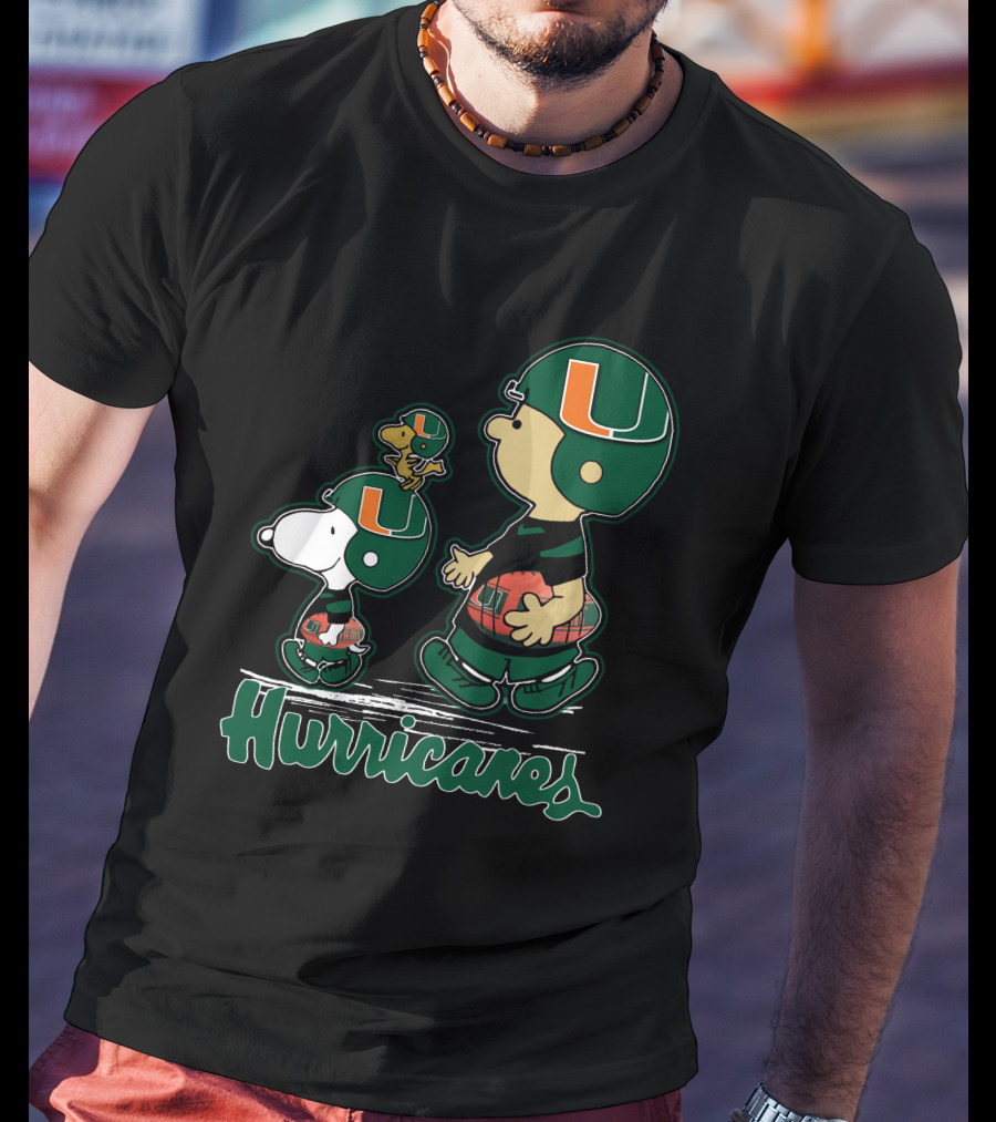Snpfootball Miami Hurricanes Peanuts Characters Football Helmets T-Shirt